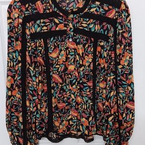 Brand: Jennifer & Grace. Floral Button-Up Blouse, Size L